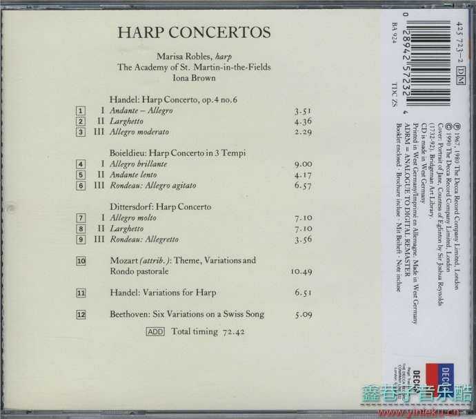 罗伯莱斯圣马丁室内乐团《竖琴世界&亨德尔等竖琴协奏曲》(2CD)[WAV整轨]