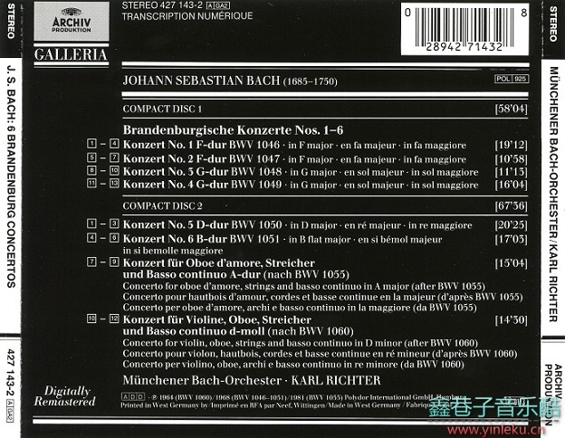 KarlRichter-Bach-BrandenburgConcertos（2CD）1989[WAV整轨]