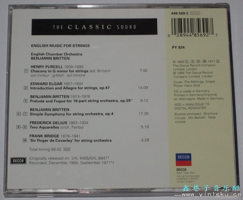 CD圣经上榜碟：迪卡唱片：布里顿指挥《英国弦乐》德国PMDC半银圈01版[WAV+CUE]