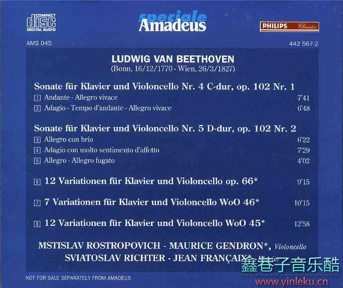李赫特、罗斯特洛波维奇《贝多芬第4、5号大提琴奏鸣曲》1997[FLAC+CUE整轨]