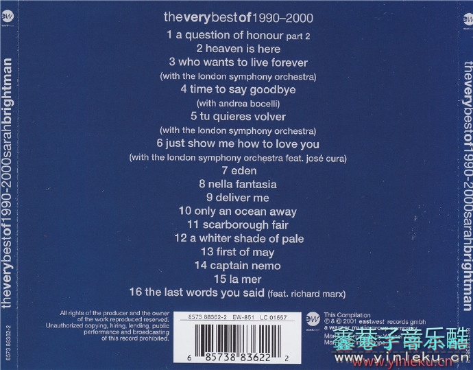 莎拉·布莱曼《TheVeryBestOf1990-2000精选(2001)》[WAV+CUE]