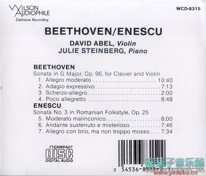 【CD圣经】《贝多芬、安奈斯库-小提琴奏鸣曲》美国版[WAV+CUE]
