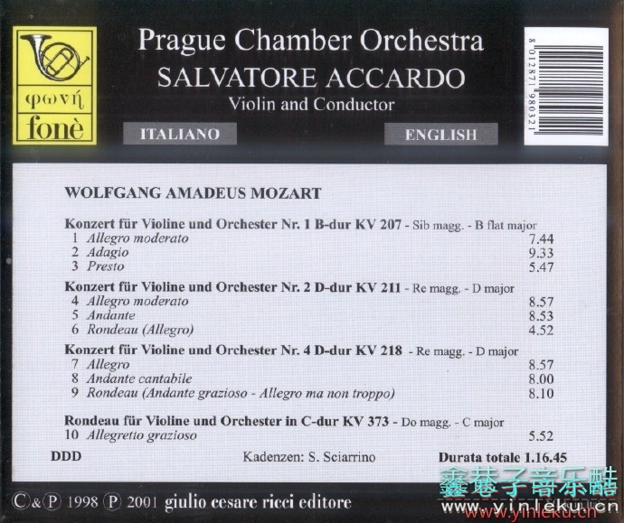 阿卡多《莫扎特-第1、2、4小提琴协奏曲》1998[FLAC+CUE]
