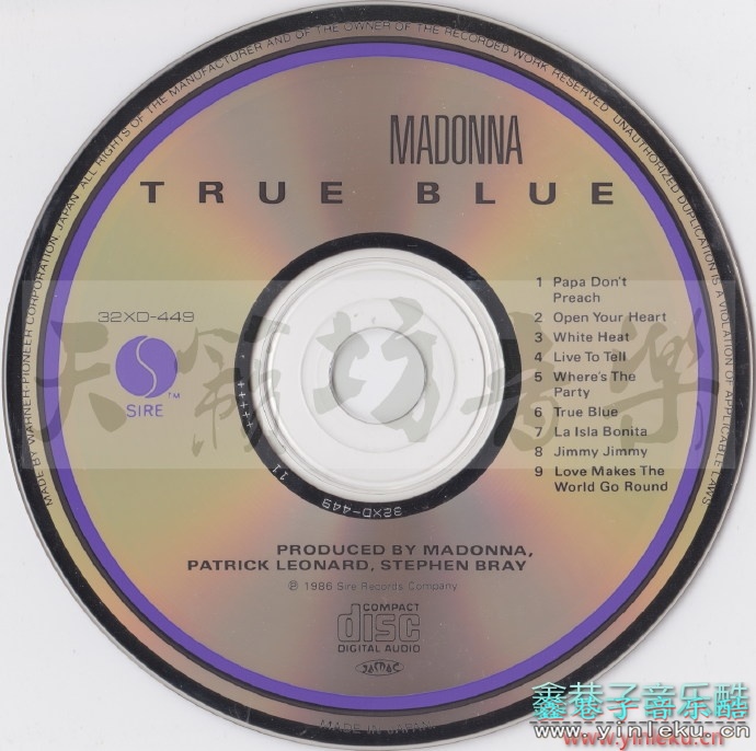 SIRE唱片：麦当娜《纯蓝TrueBlue》日本索尼11首版[WAV+CUE]