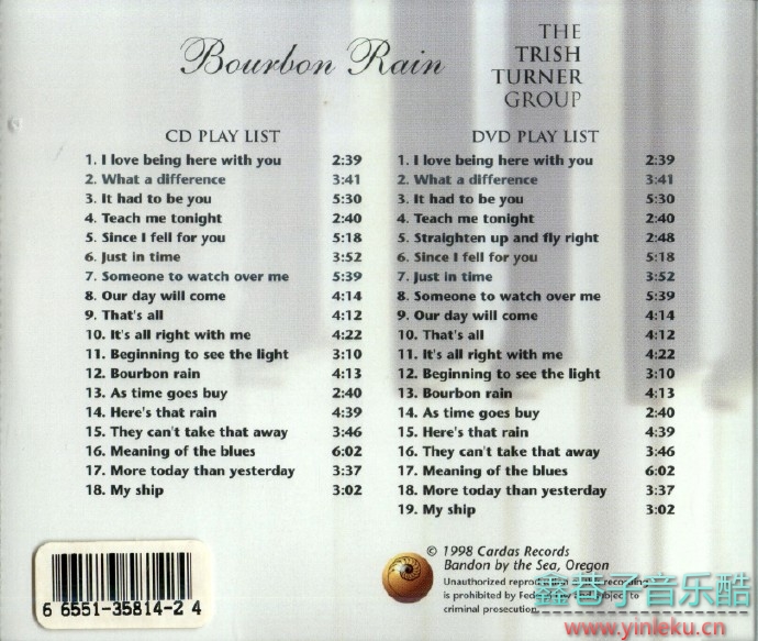 【24K金唱片】（爵士天碟）特里什特纳演唱组《波旁雨》1998[FWAV+CUE]