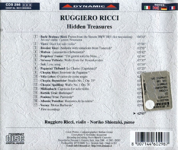 【古典音乐】鲁杰罗·里奇《隐藏的宝藏》2003[FLAC+CUE整轨]