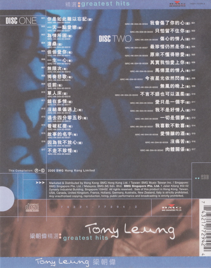 梁朝伟.2000-GREATESTHITS【BMG】2CD【WAV+CUE】