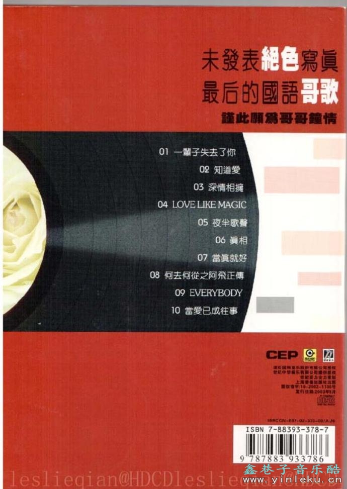 张国荣.2003－绝色哥歌2CD国语篇【滚石】【WAV+CUE】