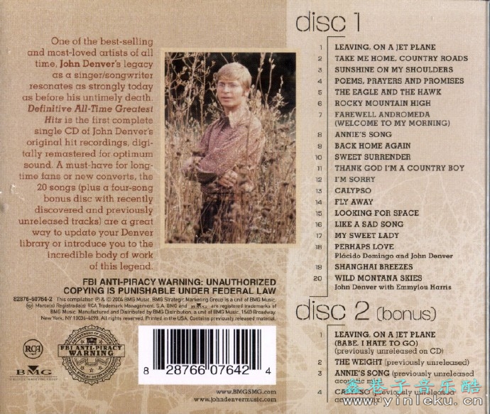 【乡村经典】约翰·丹佛《精选辑》2CD.2004[FLAC+CUE]